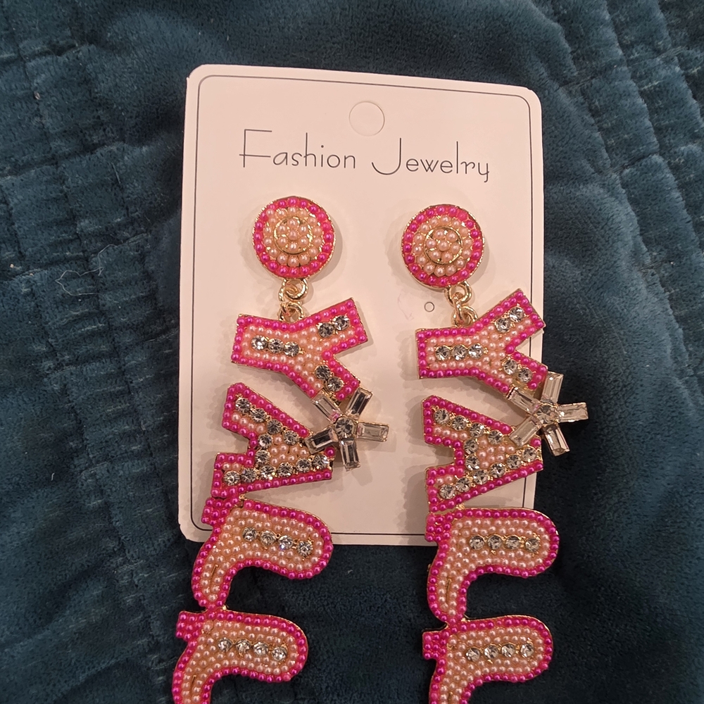 Pink Beaded Statement Earrings